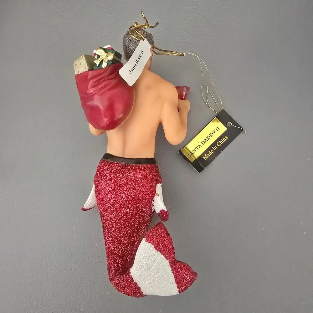 December Diamonds‎ Santa Daddy II Merman Christmas Ornament 55-55008 Red Glitter